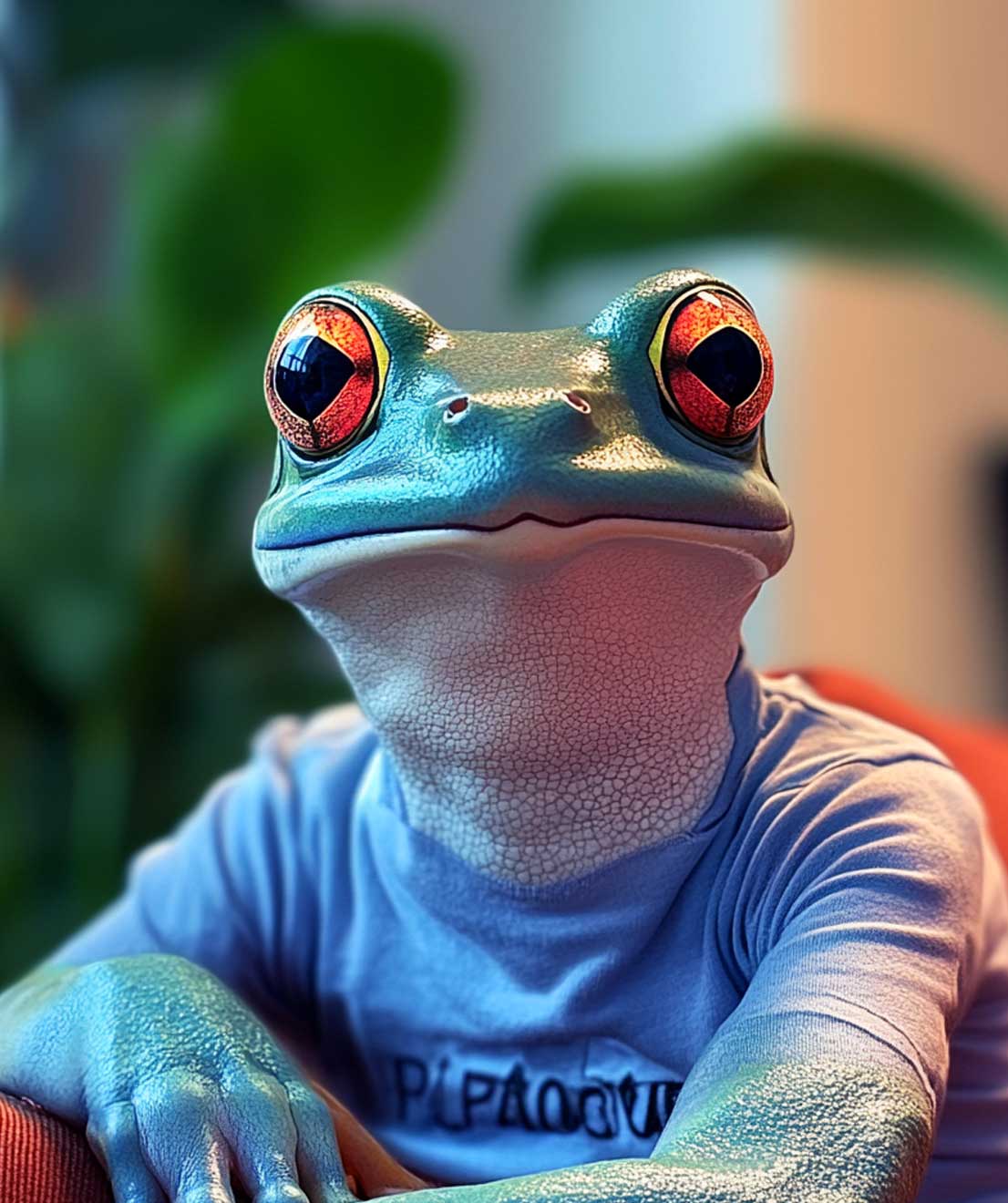 Jarrod Bull (as an AI generated frog), Head of AI at StrawberryFrog