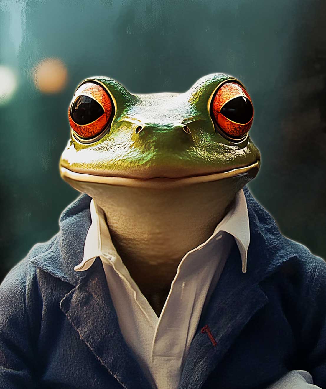 Jeb Blatt (as an AI generated frog), Head of Growth at StrawberryFrog