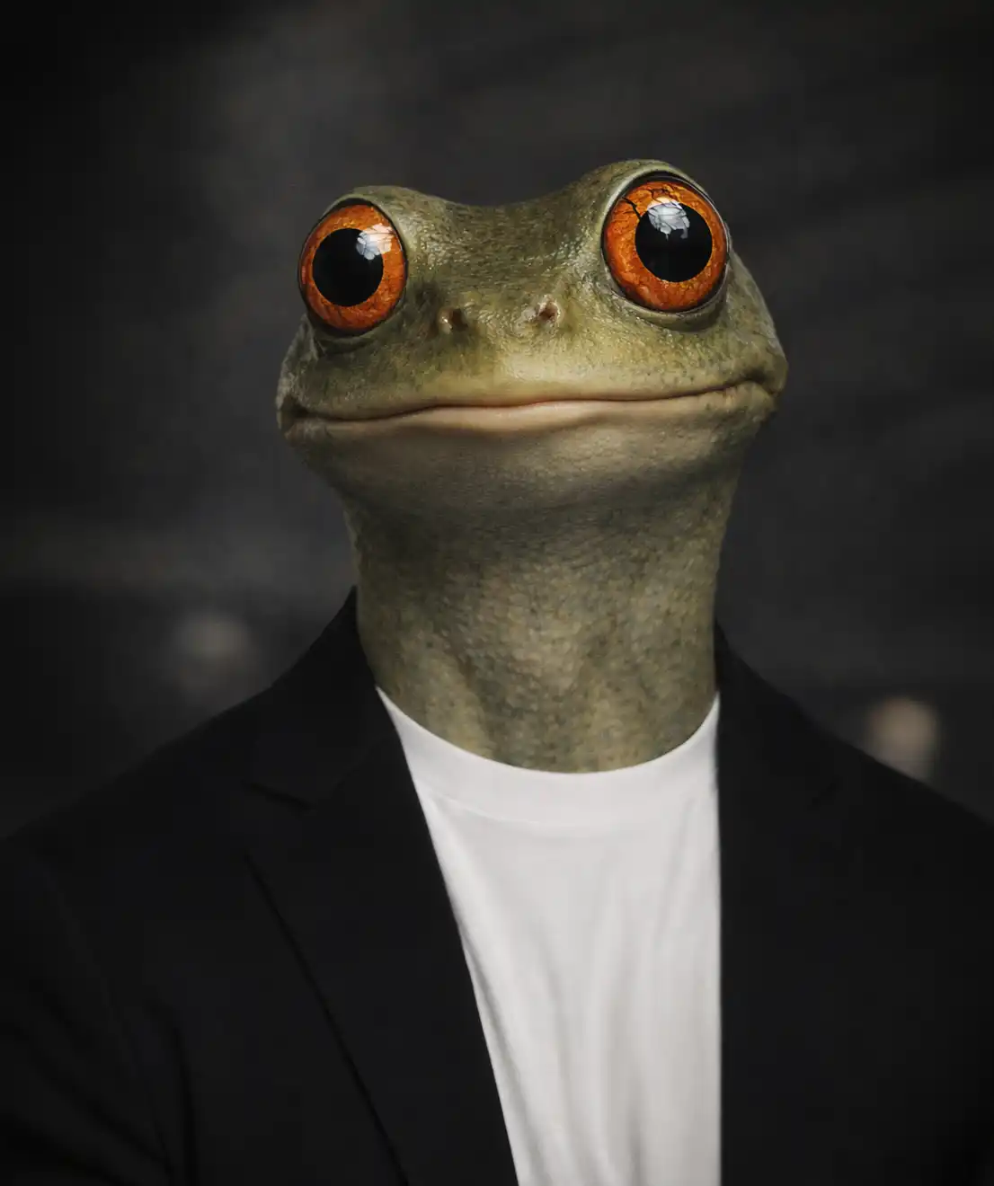 RG Logan (as an AI generated frog), Chief Integrated Strategy Officer at StrawberryFrog