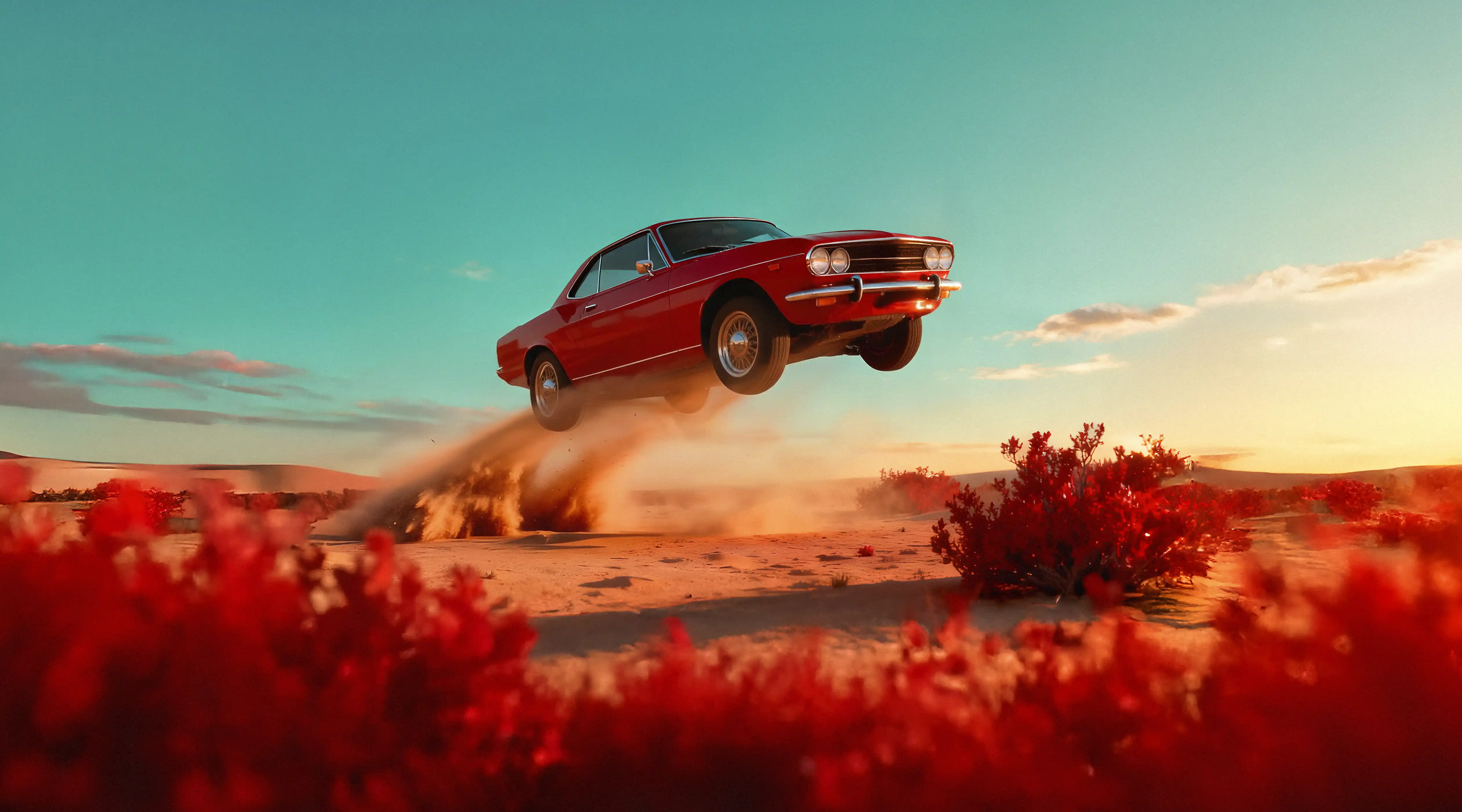 Close-up of a woman with glossy red lipstick holding a ripe strawberry near her lips, wearing a red sweater, with wavy hair and light freckles—evoking StrawberryFrog's movement marketing approach and strategic storytelling.