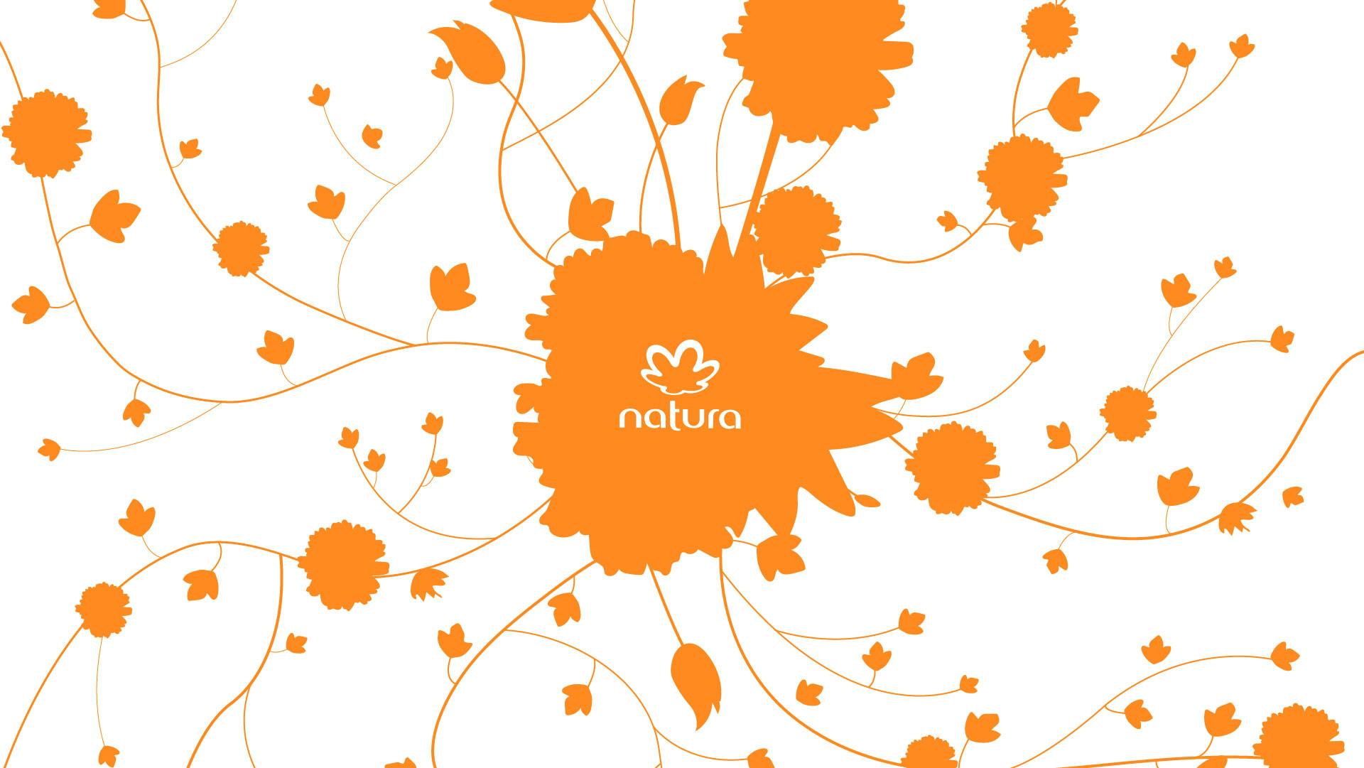 Graphic depicting orange flower shapes on a white background. 